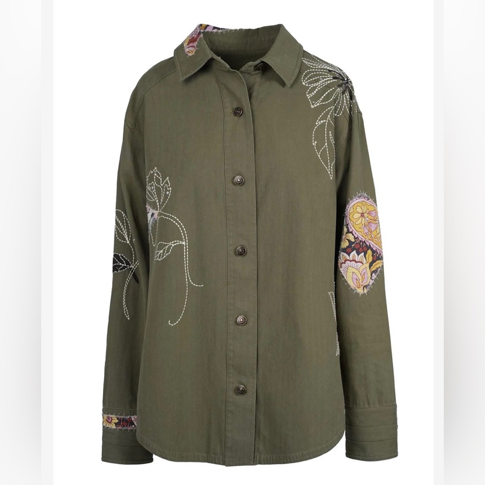 Jessica Simpson Embellished Shacket in Bronze Green * size : S